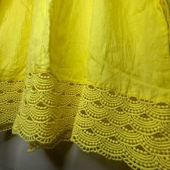 J. Crew Linen Crochet Lace Embroidered Hem Scallop Border Blouse Size Small - Picture 4 of 10